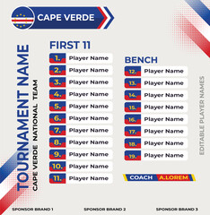 Line up for first 11 of Cape Verde Sports Team