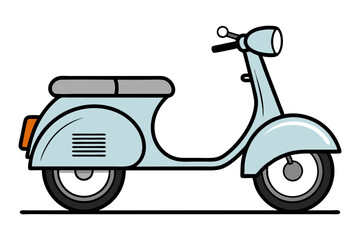 Line drawing of classic motor scooter vintage design isolated illustration