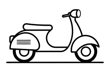 Line drawing of classic motor scooter retro style clean outline illustration