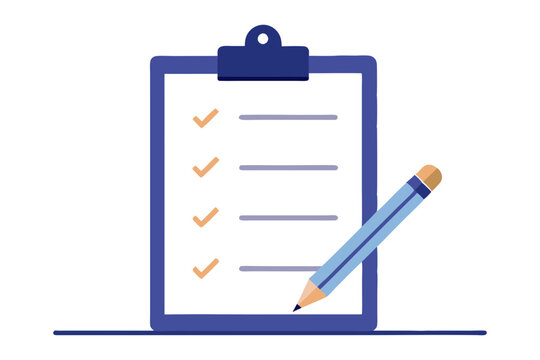 Huge clipboard with checklist pencil flat vector organization concept