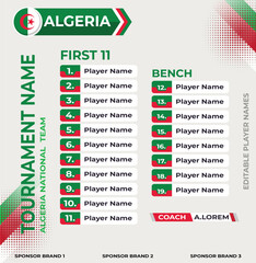 Line up for first 11 of Algeria Sports Team