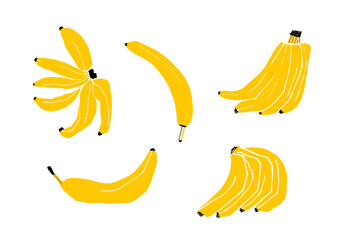 Hand drawn banana vector illustration in a simple, artistic style. Cute tropical fruit drawing suitable for food design, healthy lifestyle concepts, packaging, stickers, posters, children&rsquo;s projects, 