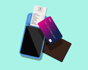 card payment. payment terminal. vector illustration