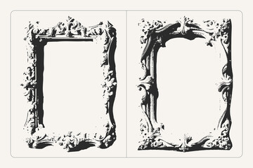 Vector grunge photo frame with textured bas-relief surface, ideal for posters, banners, and vintage design.