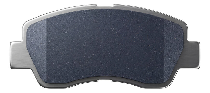 Chamfered-edge brake pad with metal backing plate.
