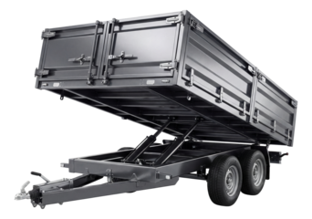 Hydraulic tilt trailer with foldable side panels.