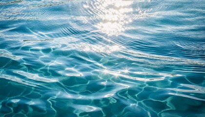 Obraz premium Crystal Clear Water Surface With Gentle Ripples And Reflections Under Bright Natural Light