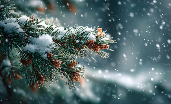 Hintergrund aus Tannenzweigen und Schnee