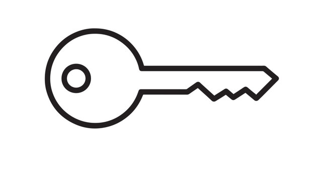 Simple black key illustration modern design element on transparent background silhouette