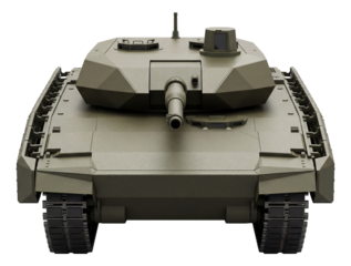 Light tank featuring a slim turret and spaced side armor.