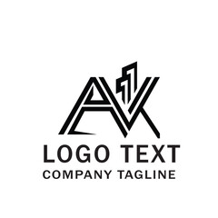  ak or akv  letter logo design
