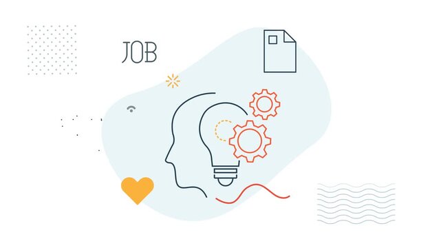 Job Search Assistance  -HR Services - Animated Illustration as MP4 File