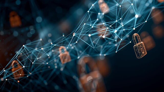 Digitale Kette mit Schloss als Symbol f&uuml;r Sicherheit, Datenschutz und Technologie