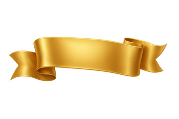Gold ribbon banner scroll with elegant shiny design for celebration and achievement on transparent background