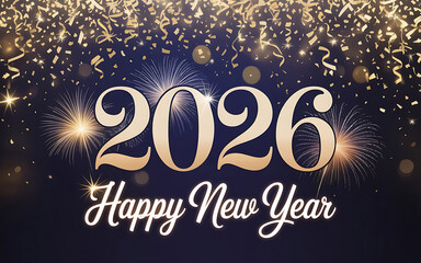 2026 Happy New Year with fireworks design vector illustration.