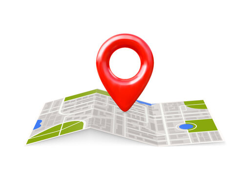 Red geotag on map 3D vector illustration, realistic map pin pointer, travel app navigation, position and location mark