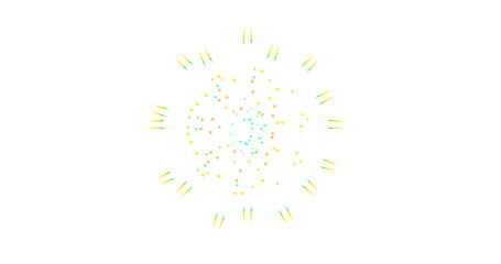 Vibrant starburst design with yellow and green lights on black