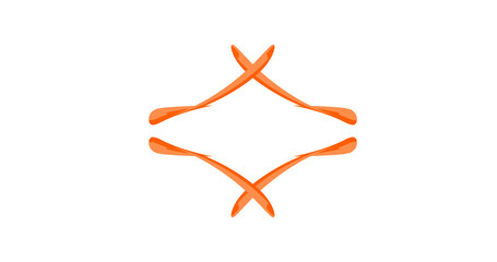 Vibrant orange paddle design on black background