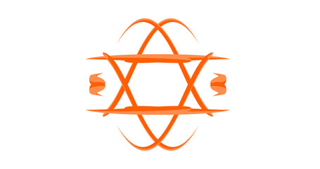 Vibrant orange geometric design on black background