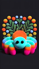 Cute 3D creature with many legs in a garden