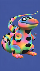 Small dinosaur with colorful spots and patterns