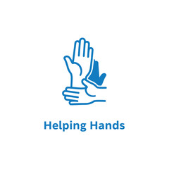 Obraz premium Helping hands text with two hand silhouettes for charity or support