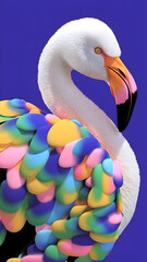 Flamingo made of colorful floral patterns