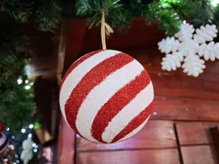 Red and white Christmas ball