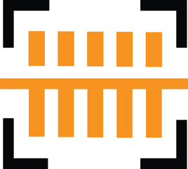 Bright orange barcode scanner icon design symbolizing digital security and product identification processes