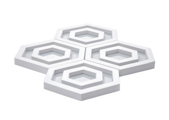 Four interconnected geometric hexagonal shapes isolated on white background