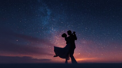 Fototapeta premium couple dancing under the stars a romantic night scene