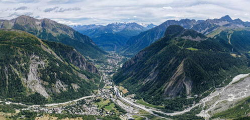 Aerial view of Courmayeur valley - Courmayeur, Italy