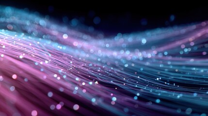 pink and blue glowing particles and streaks form an abstract flowing data stream evoking high speed communication network connectivity and futuristic digital infrastructure