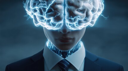 visionary fusion of the digital and physical a surreal aipowered businessmans holographic brain interface