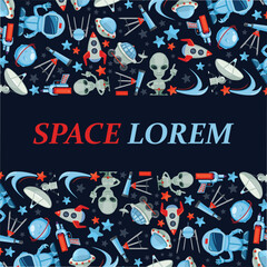 space elements background. solar system, planets, universe space and science-themed illustration. vector cartoon concept graphics.