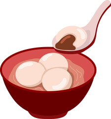Tang Yuan or glutinous rice balls in sweet syrup