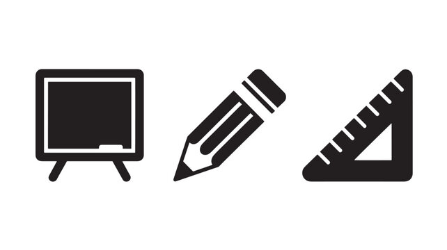 Graphic Design Elements in Simple Flat Style with Black Color on White Background for Educational Use