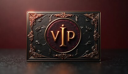 exclusive vip card with gold details and luxury ornamental frame