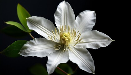 White Clematis Flower Close Up