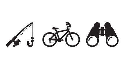 Obraz premium Outdoor Activity Icons in Simple Silhouette Style with Black Color on White Background for Recreational Use