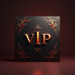 vip status symbol gold ornate on red velvet