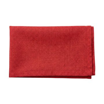 Folded Red Rectangular Linen Napkin Texture Mockup
