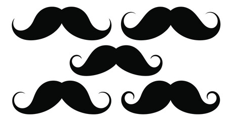 Mustache silhouettes set, vector collection featuring various styles of male facial hair, perfect for grooming designs, barber shop graphics, costume props, photobooth accessories, fashion illustratio © welcome 