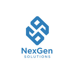 Fototapeta premium Blue NexGen Solutions logo with abstract shape and text