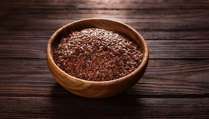 Flax Seeds In A Wooden Bowl On A Dark Wooden Background Rustic Organic Rustic Organic Nutty Nature Bowl Food