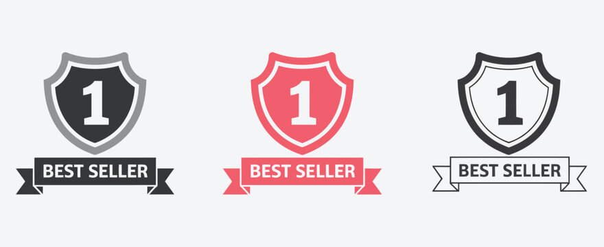 Promotional best seller badge isolated vector illustration, featuring decorative label for marketing, product highlights, advertising campaigns, retail promotions, e-commerce graphics