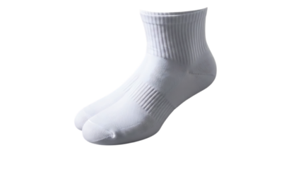 A white sock isolated on transparent background for clipping
