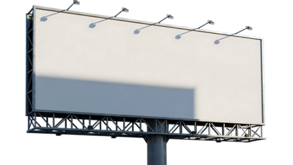 Blank advertising billboard isolated on transparent background