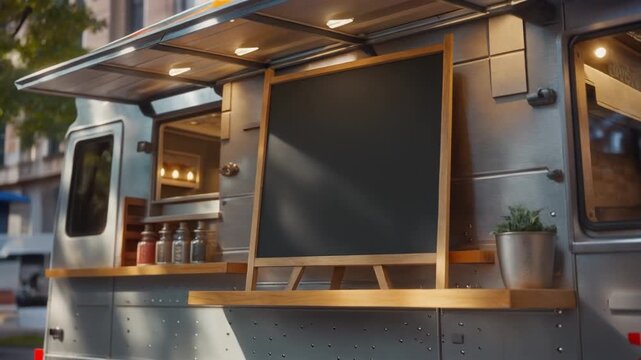 Blank Chalkboard Menu on Food Truck Mockup