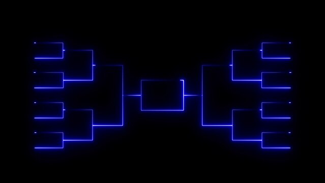 Blue glowing bracket chart on black background